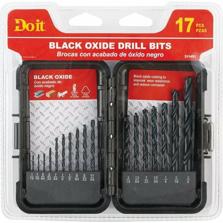 ALL-SOURCE 17-Piece Black Oxide Drill Bit Set, 1/16 In. thru 3/8 In. 871441DB